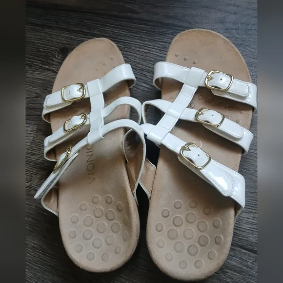 Vionic White Patent Leather Misa slide sandals adjustable straps Size 8 - Picture 6 of 6